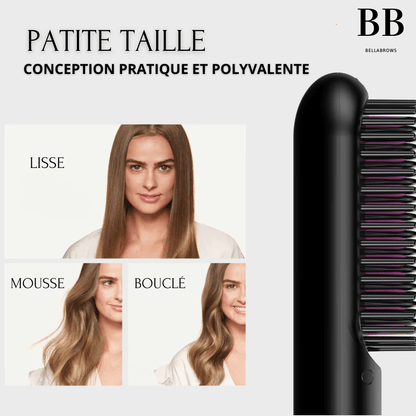 Brosse lissante portable - Corrigez vos mèches rebelles. En quelques secondes, dans votre sac.